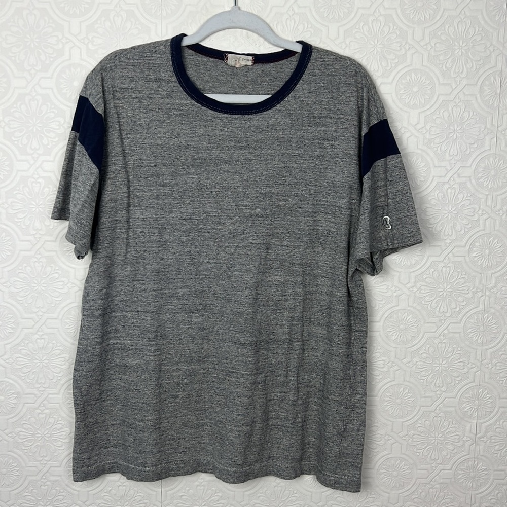 Todd Snyder + Champion Tshirt Shirt Short Sleeve Ringer Tee Classic Grey Blue XL